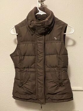 Abercrombie Fitch Down Vest Brown Women’s Medium Y2K 2000s